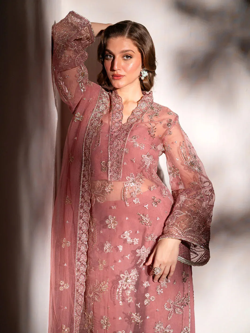 Izel Stardust Luxury Collection Soft Pink Raw Silk – view 4 – Poshaq