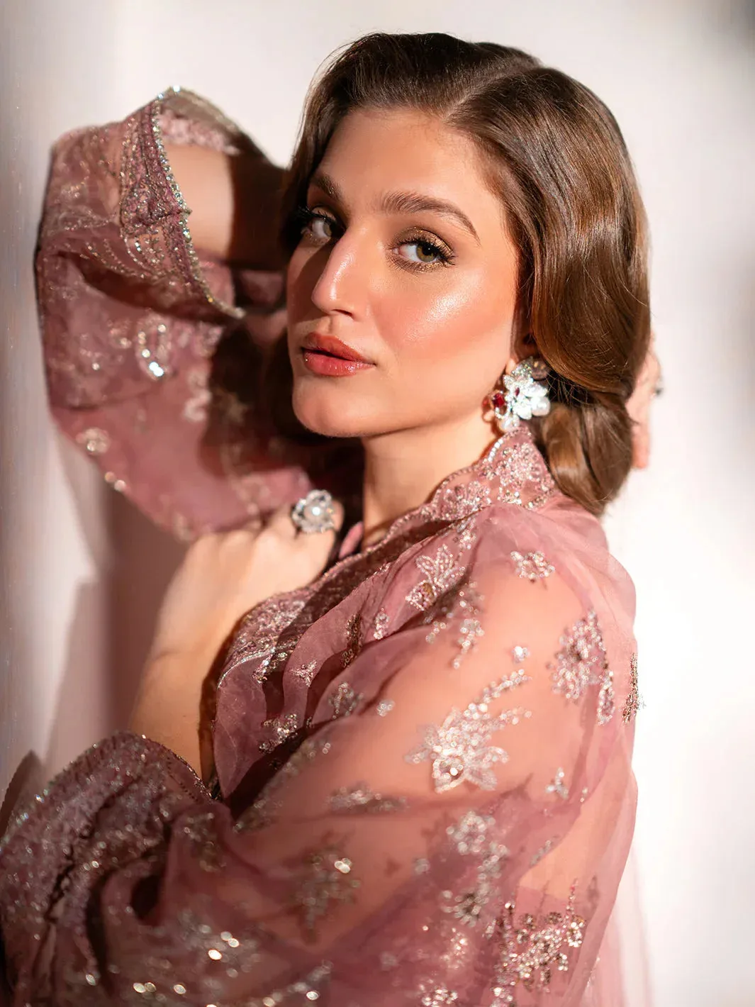 Izel Stardust Luxury Collection Soft Pink Raw Silk – view 7 – Poshaq