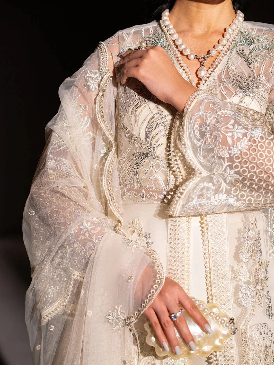 Izel Stardust Luxury Collection White Raw Silk – view 7 – Poshaq