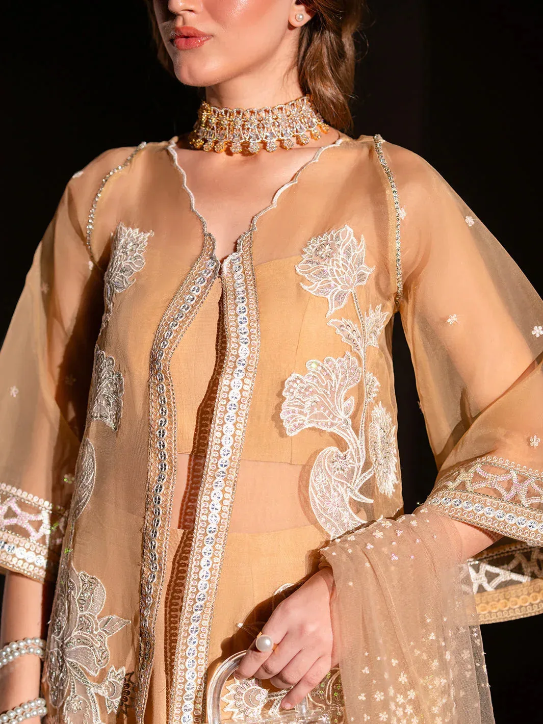 Izel Stardust Luxury Collection Peach Organza – view 3 – Poshaq