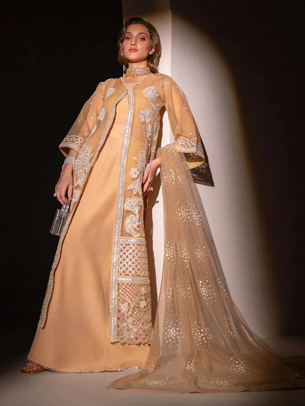 Izel Stardust Luxury Collection Peach Organza – view 6 – Poshaq