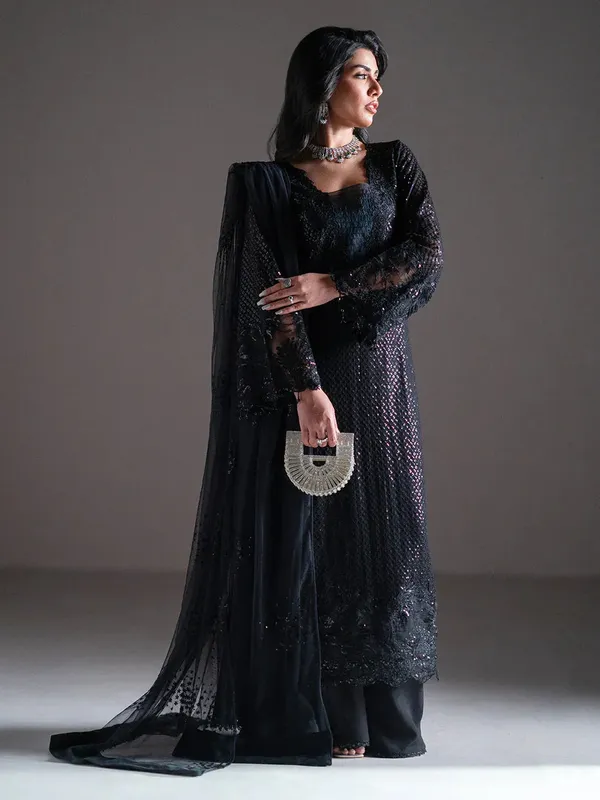 Izel Stardust Luxury Collection Black Raw Silk – view 1 – Poshaq