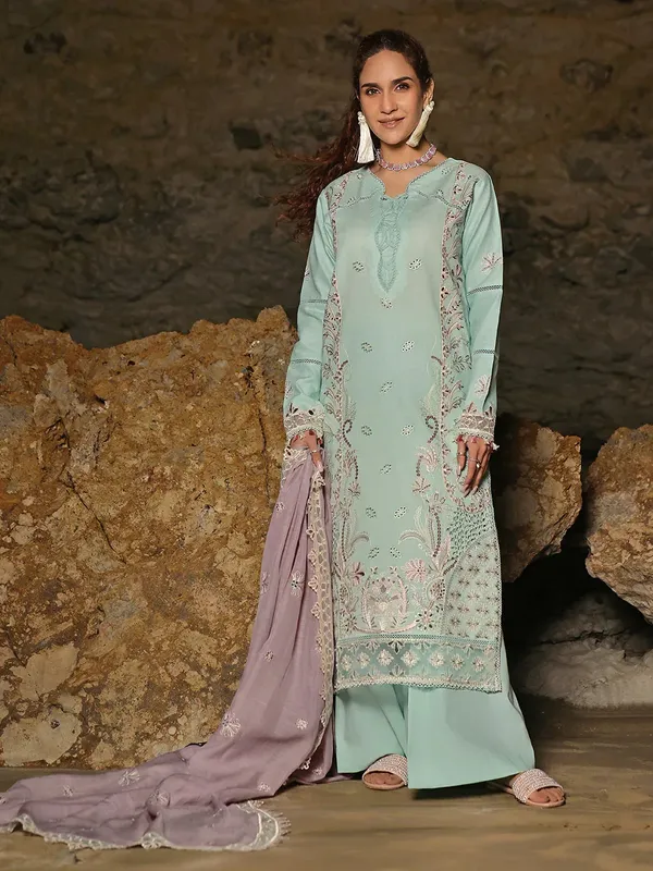 Izel Saahil Signature Lawn 24 Blue Organza – view 1 – Poshaq