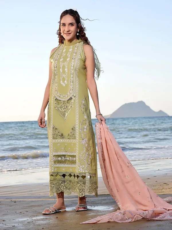 Izel Saahil Signature Lawn 24 Green Organza – view 1 – Poshaq