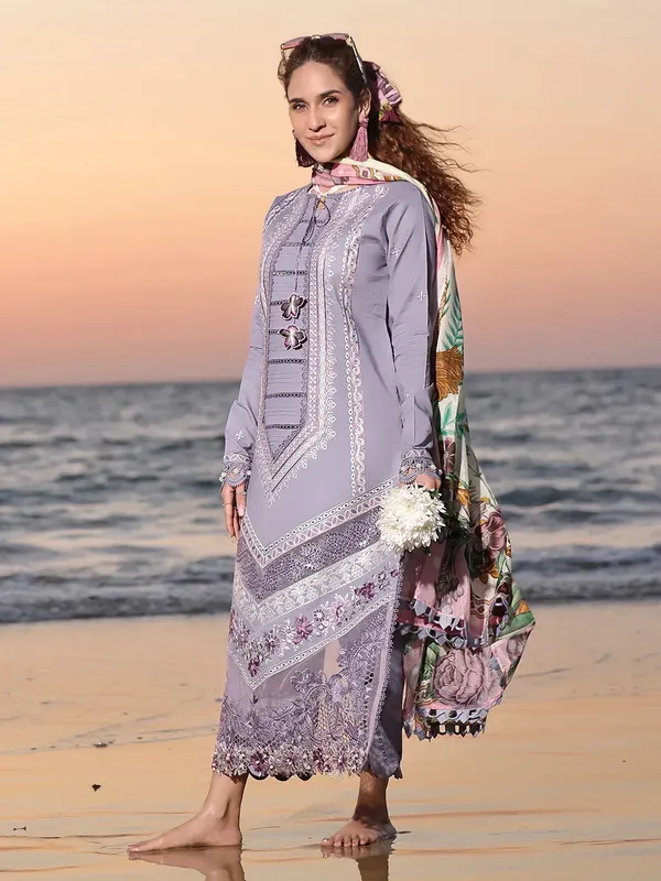 Izel Saahil Signature Lawn 24 Lilac Organza – view 1 – Poshaq