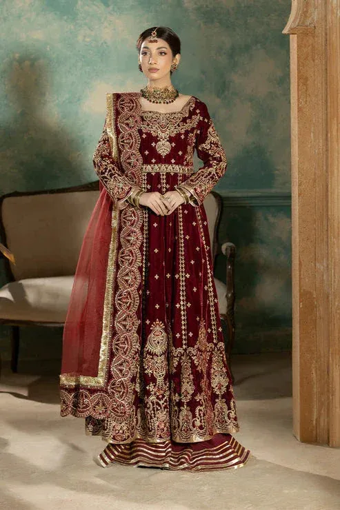 Imrozia Premium Rukh e Makhmal Red Raw Silk – view 1 – Poshaq