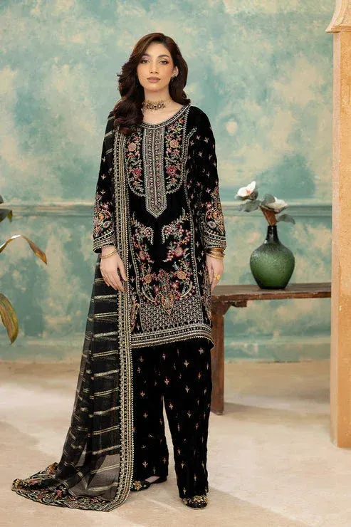 Imrozia Premium Rukh e Makhmal Black Velvet – view 1 – Poshaq