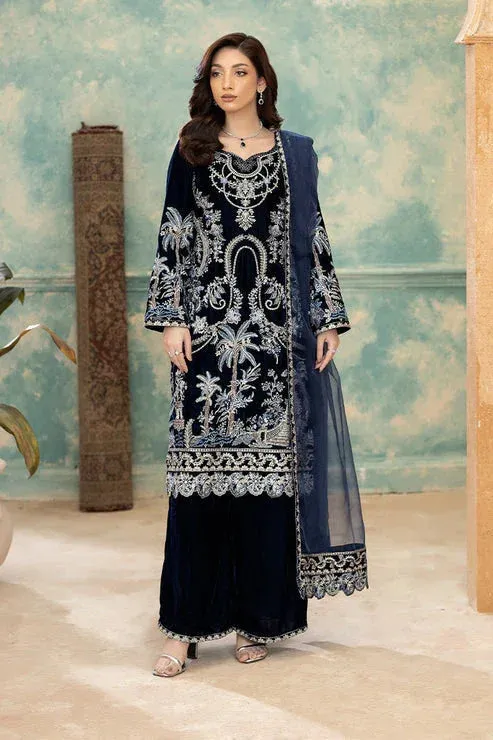 Imrozia Premium Rukh e Makhmal Navy Blue Organza – view 1 – Poshaq
