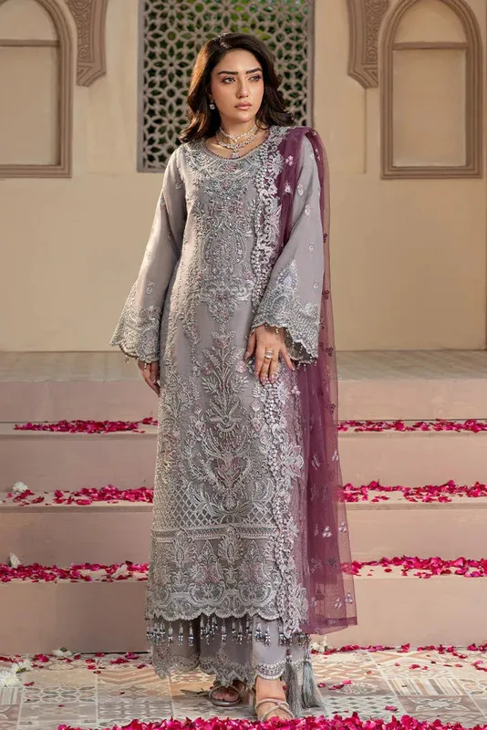 Imrozia Premium Baad e Saba Formals Grey Raw Silk – view 1 – Poshaq