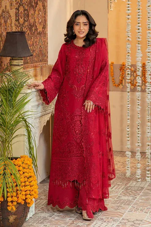Imrozia Premium Baad e Saba Formals Red Raw Silk – view 1 – Poshaq