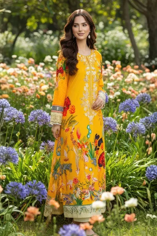 Imrozia Premium Day Dreams Yellow Cotton – view 1 – Poshaq