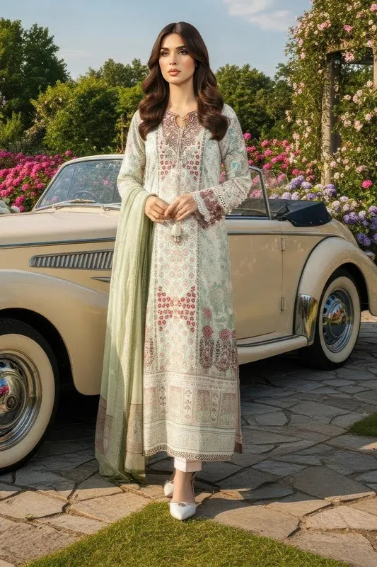 Imrozia Premium Day Dreams Pastel Mint Cotton – view 1 – Poshaq