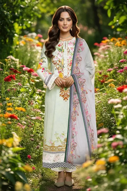 Imrozia Premium Day Dreams Pastel Mint Cotton – view 1 – Poshaq