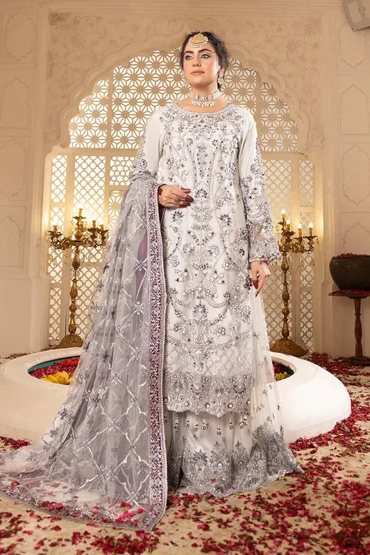 Imrozia Premium Jhoomer Wedding Formals 25 Silver Net – view 1 – Poshaq