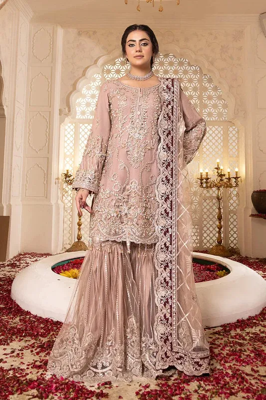 Imrozia Premium Jhoomer Wedding Formals 25 Blush Pink Net – view 1 – Poshaq
