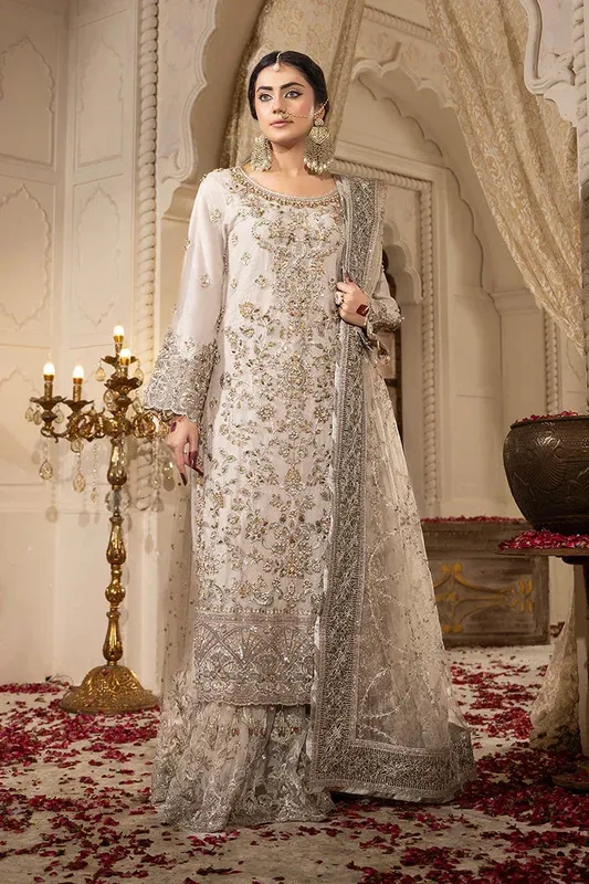 Imrozia Premium Jhoomer Wedding Formals 25 soft gray Net – view 1 – Poshaq