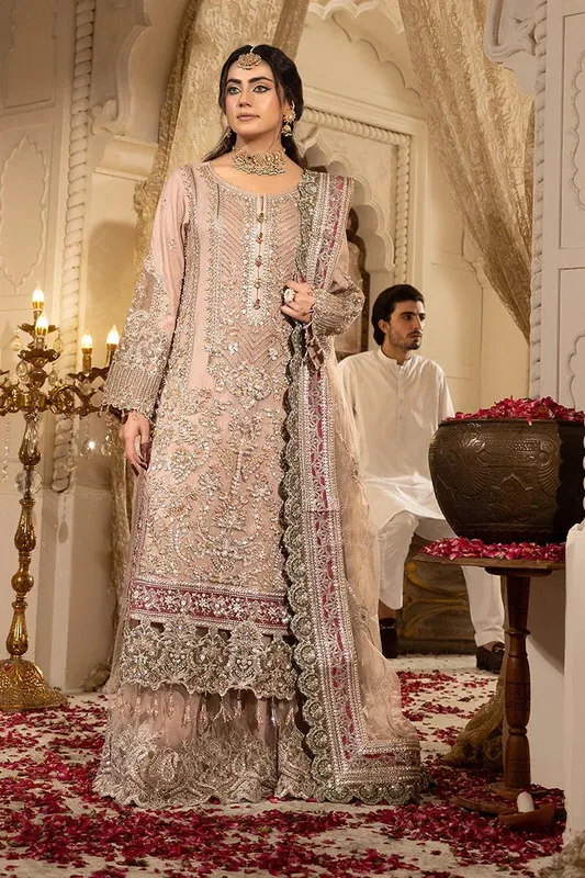 Imrozia Premium Jhoomer Wedding Formals 25 Blush Pink Net – view 1 – Poshaq