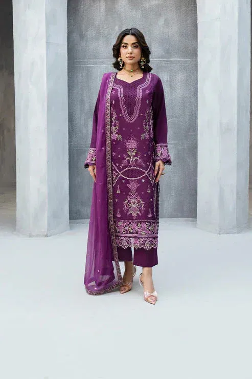 Imrozia Premium Whispers  of Fall Purple Chiffon – view 1 – Poshaq