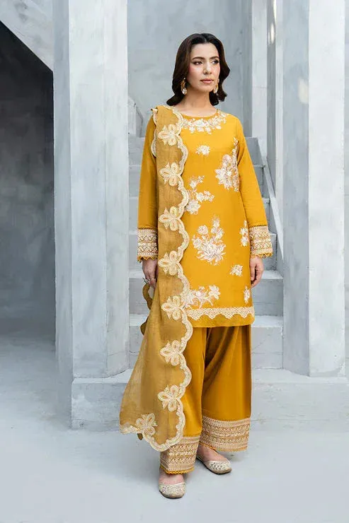 Imrozia Premium Whispers  of Fall Mustard Yellow Cotton – view 1 – Poshaq