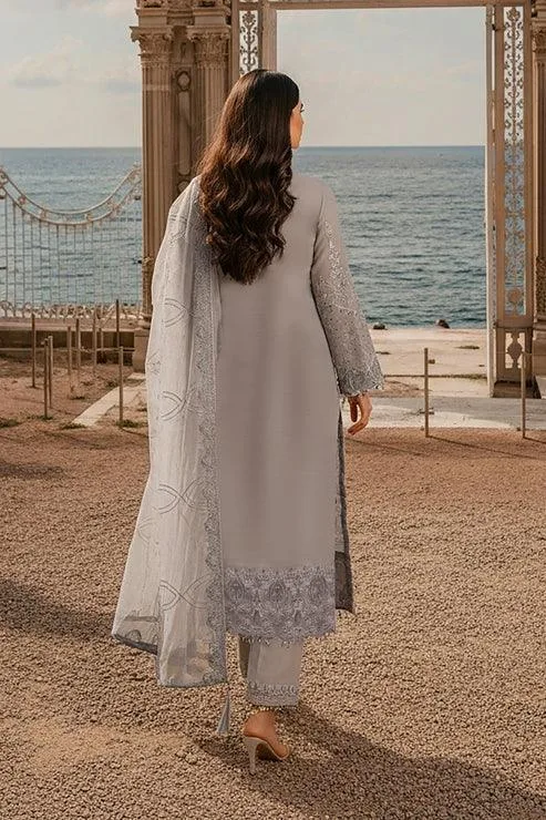 Imrozia Premium Mehr e Mah Light Gray Raw Silk – view 2 – Poshaq