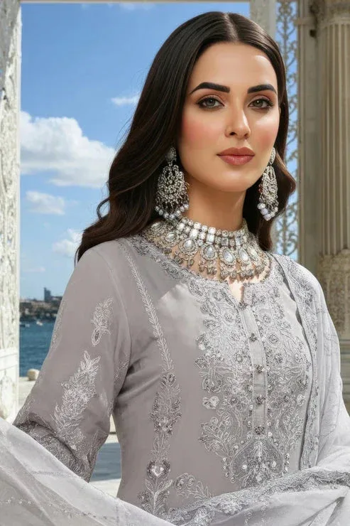 Imrozia Premium Mehr e Mah Light Gray Raw Silk – view 5 – Poshaq