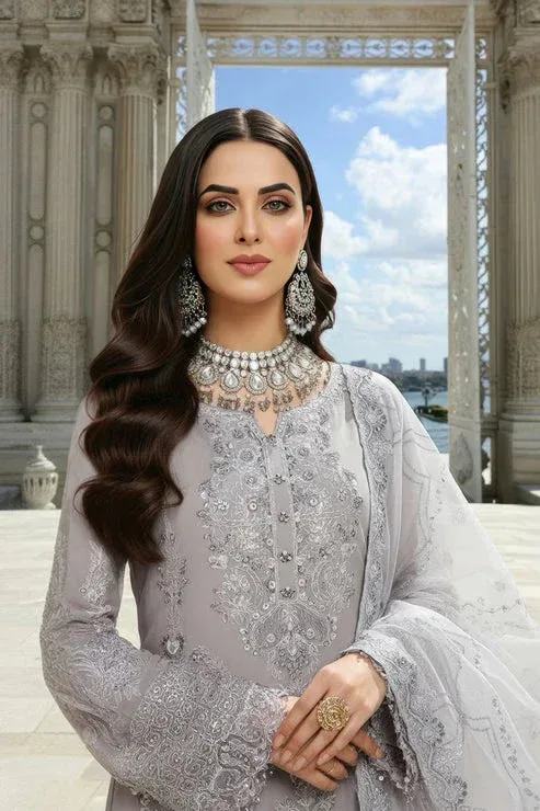 Imrozia Premium Mehr e Mah Light Gray Raw Silk – view 6 – Poshaq
