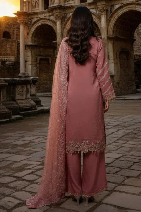 Imrozia Premium Mehr e Mah Tea Pink Raw Silk – view 2 – Poshaq