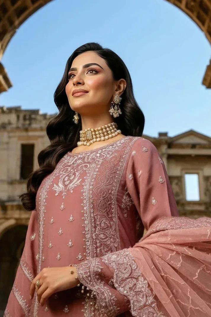 Imrozia Premium Mehr e Mah Tea Pink Raw Silk – view 6 – Poshaq