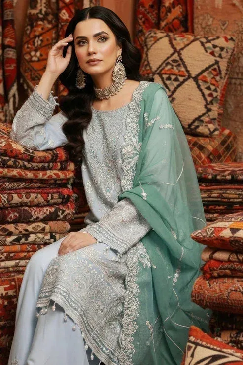 Imrozia Premium Mehr e Mah Grey Raw Silk – view 6 – Poshaq