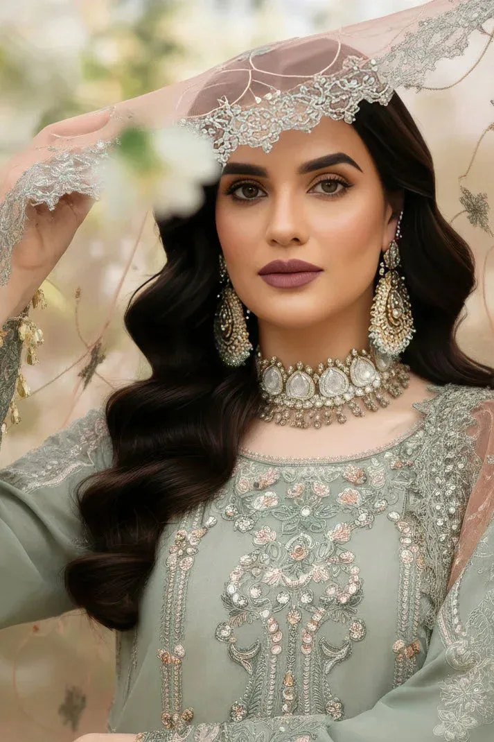 Imrozia Premium Mehr e Mah Light Pistachio Raw Silk – view 4 – Poshaq