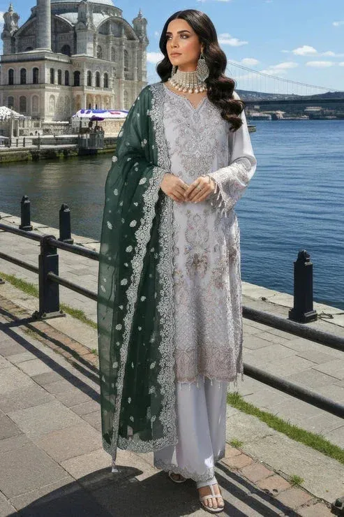 Imrozia Premium Mehr e Mah Light Gray Raw Silk – view 1 – Poshaq