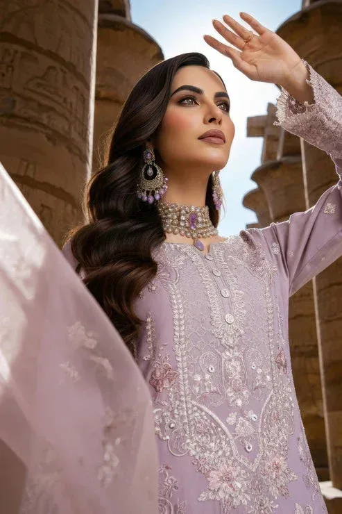 Imrozia Premium Mehr e Mah Soft Lilac Raw Silk – view 3 – Poshaq