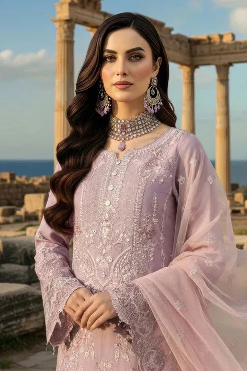 Imrozia Premium Mehr e Mah Soft Lilac Raw Silk – view 5 – Poshaq