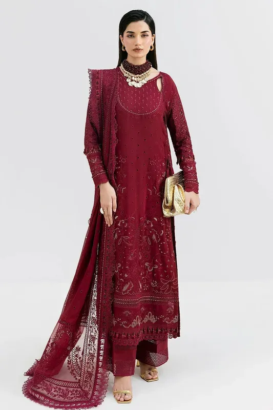 Imrozia Premium Luxe Serene 25 Blood Red Georgette – view 1 – Poshaq