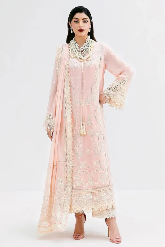 Imrozia Premium Luxe Serene 25 Light Pink Georgette – view 1 – Poshaq