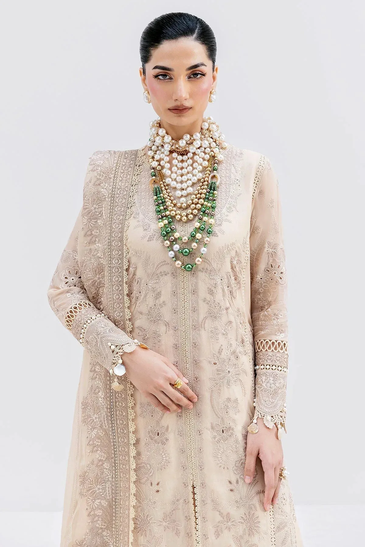 Imrozia Premium Luxe Serene 25 Almond Georgette – view 3 – Poshaq