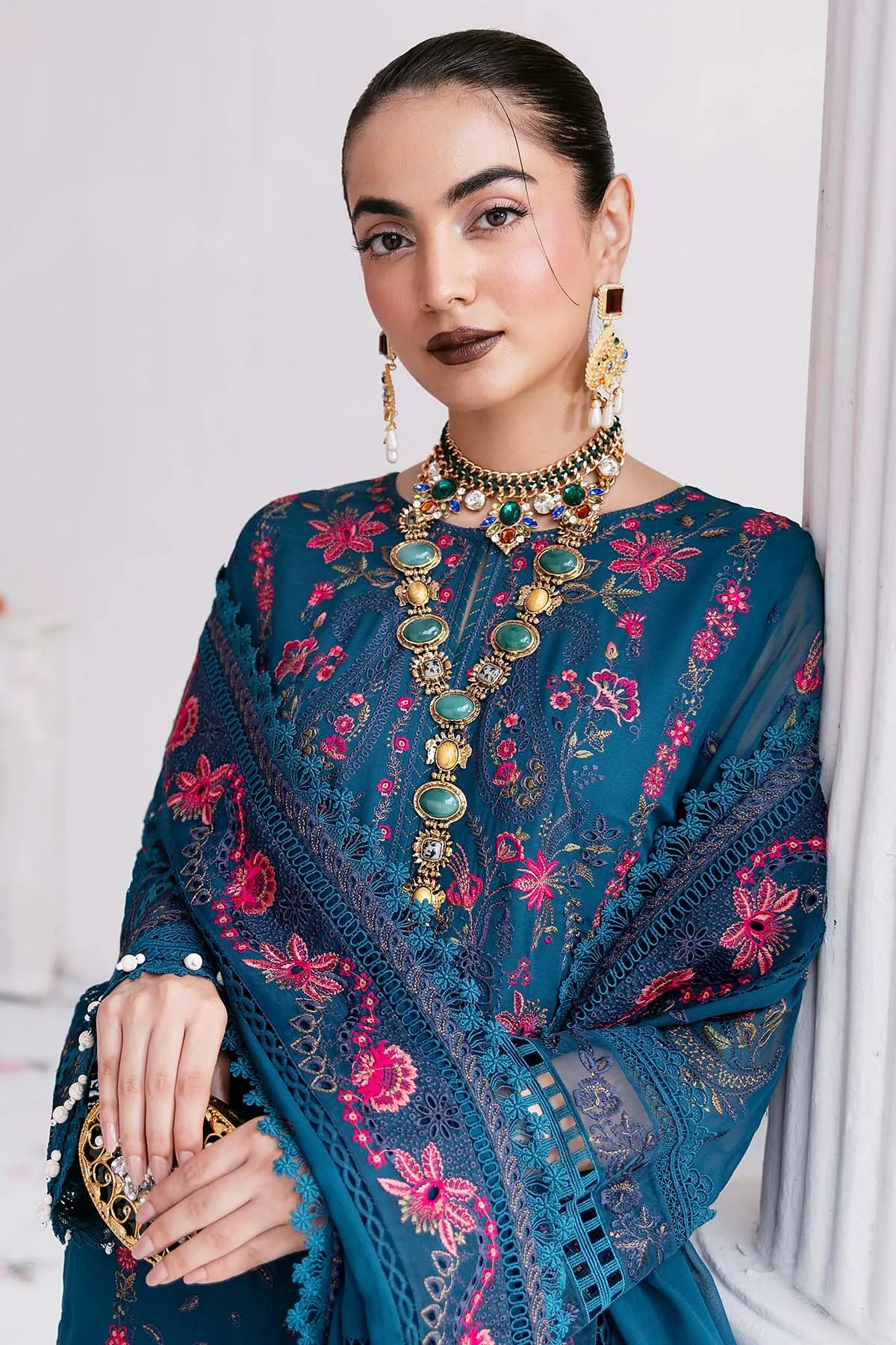 Imrozia Premium Luxe Serene 25 Navy Georgette – view 4 – Poshaq