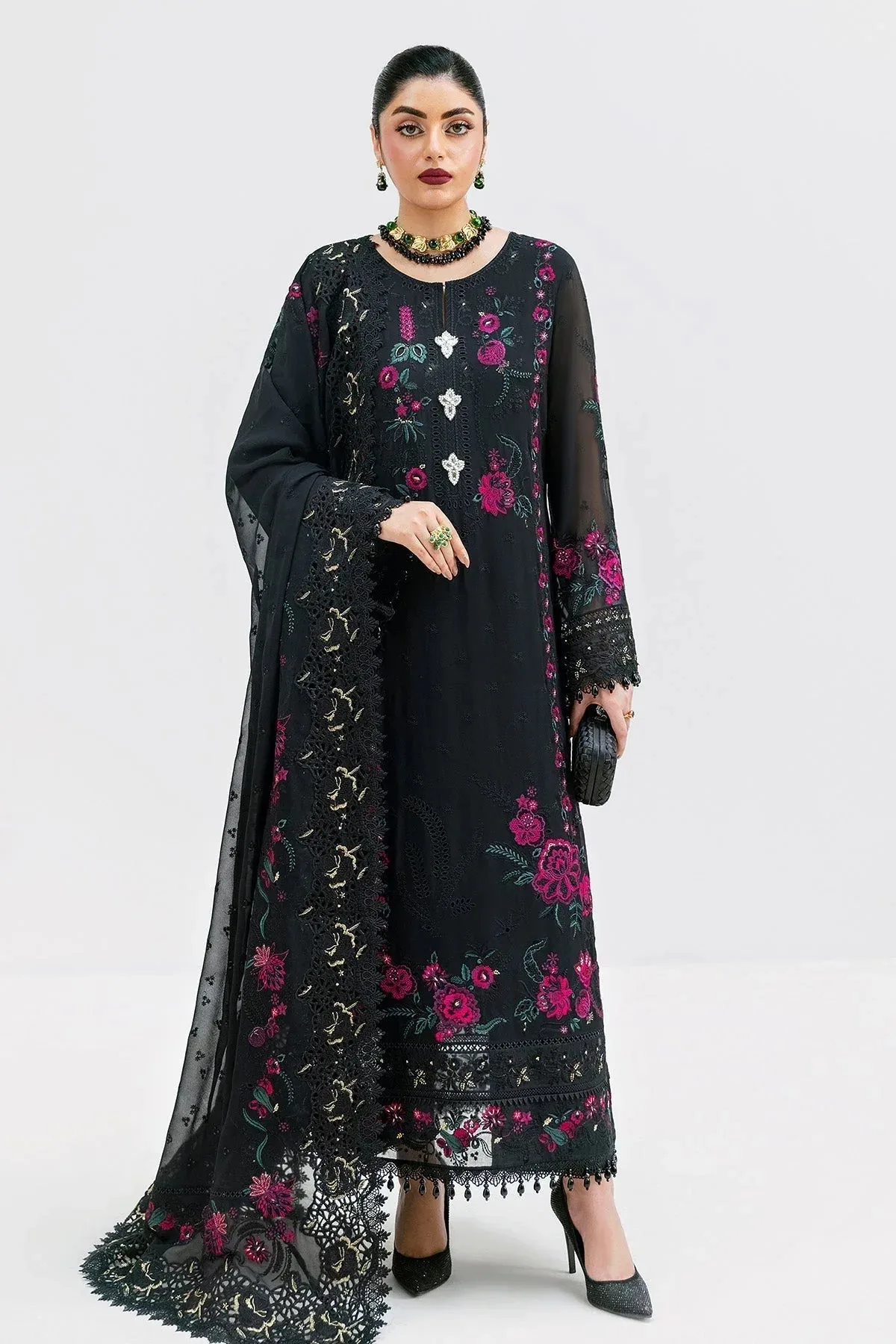 Imrozia Premium Luxe Serene 25 Black Georgette – view 1 – Poshaq