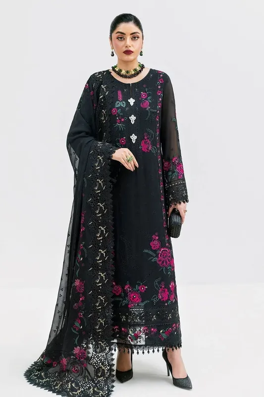 Imrozia Premium Luxe Serene 25 Black Georgette – view 1 – Poshaq