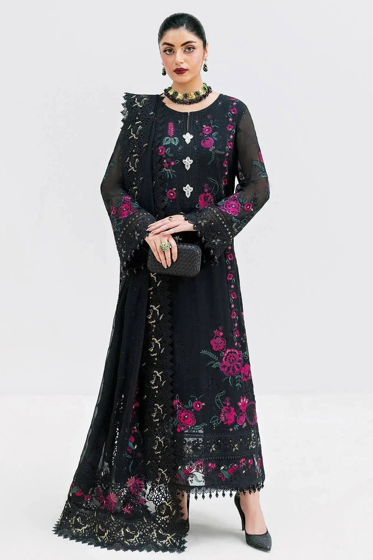 Imrozia Premium Luxe Serene 25 Black Georgette – view 2 – Poshaq