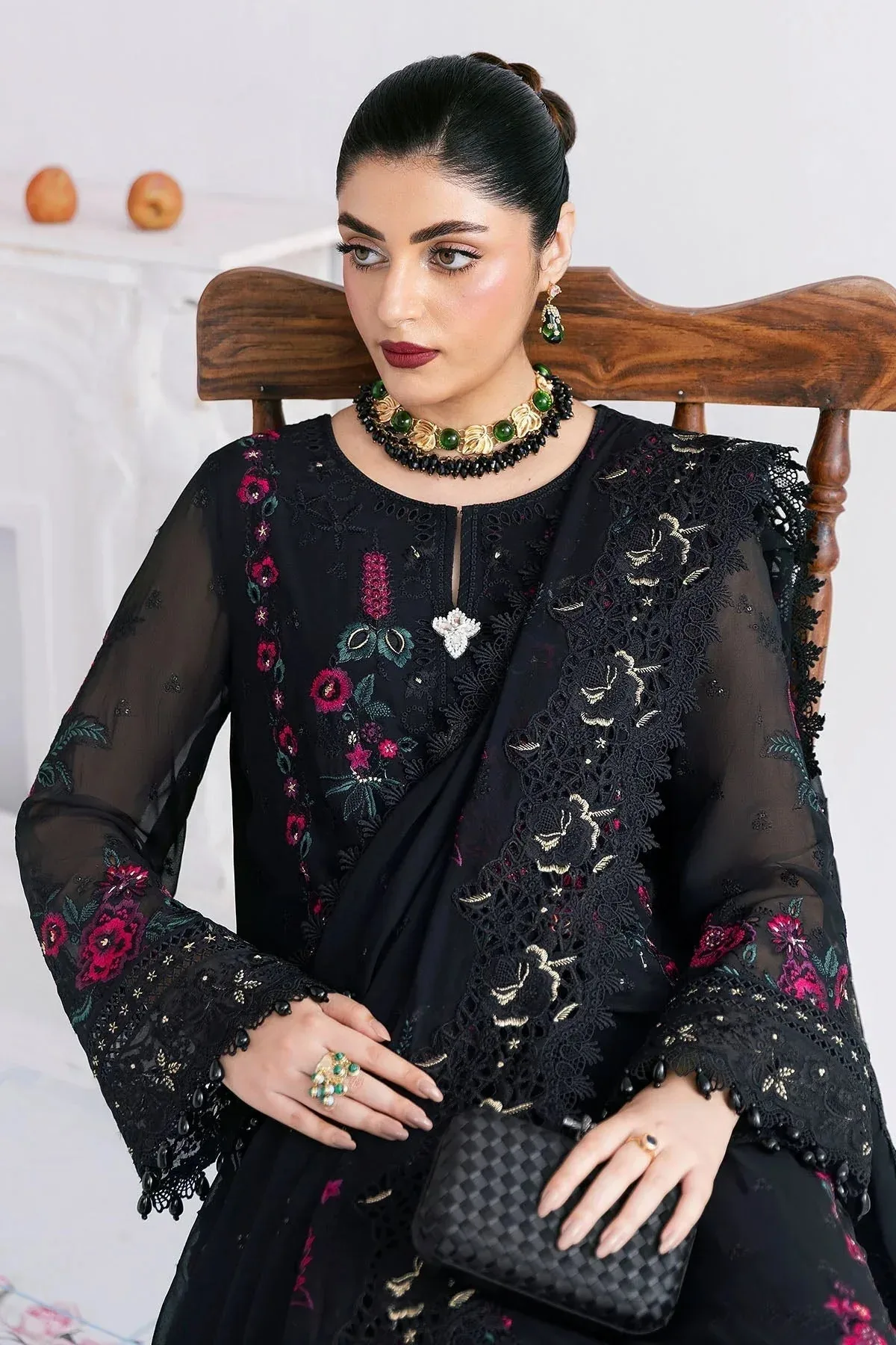 Imrozia Premium Luxe Serene 25 Black Georgette – view 3 – Poshaq