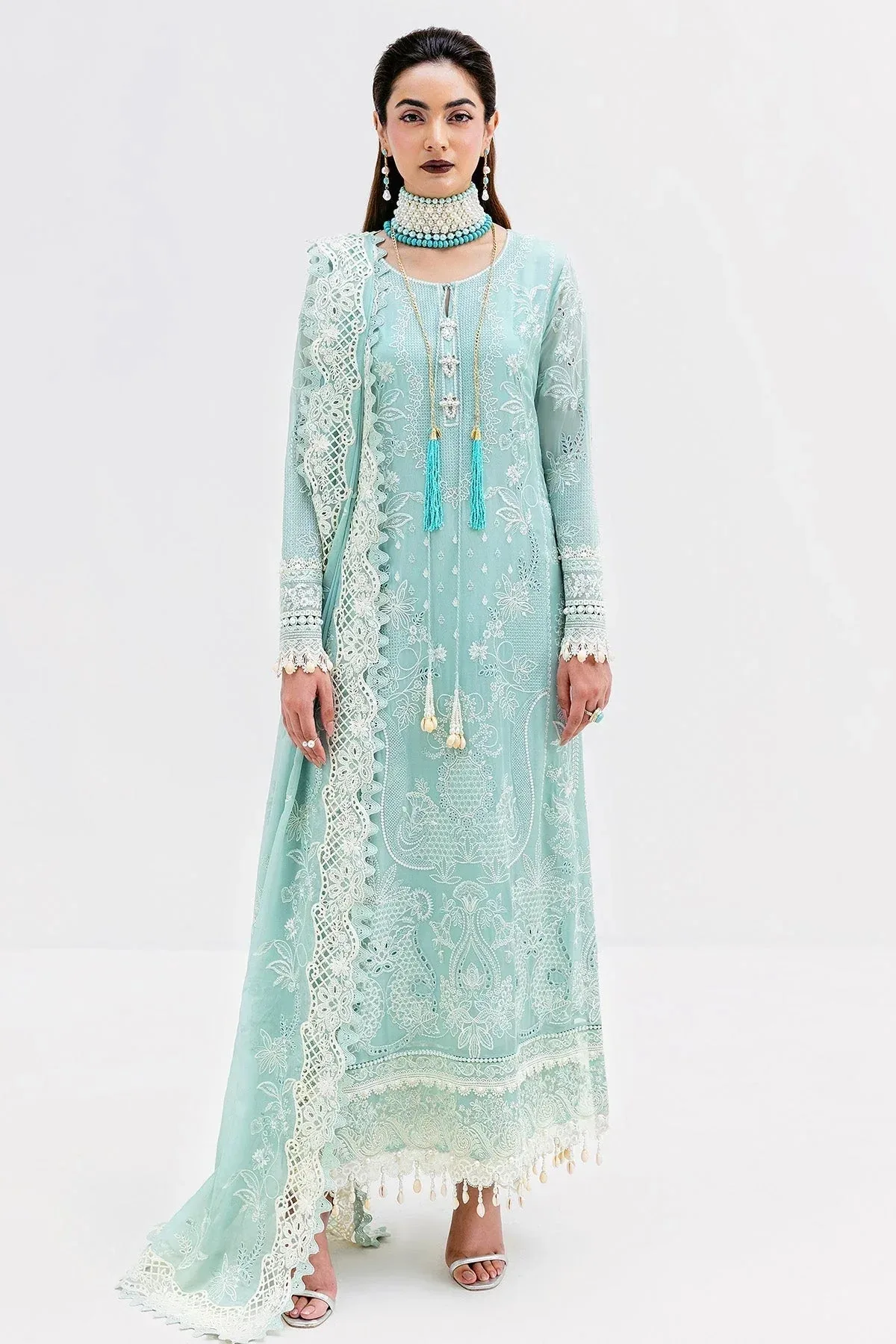 Imrozia Premium Luxe Serene 25 Pastel Blue Georgette – view 1 – Poshaq