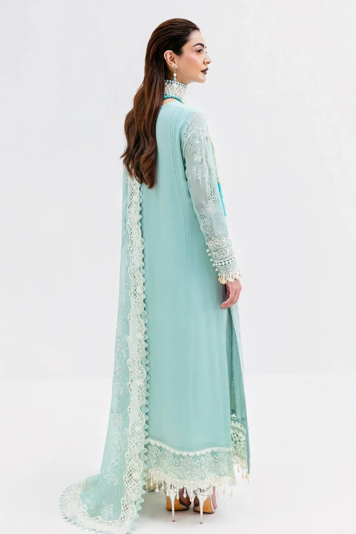 Imrozia Premium Luxe Serene 25 Pastel Blue Georgette – view 2 – Poshaq