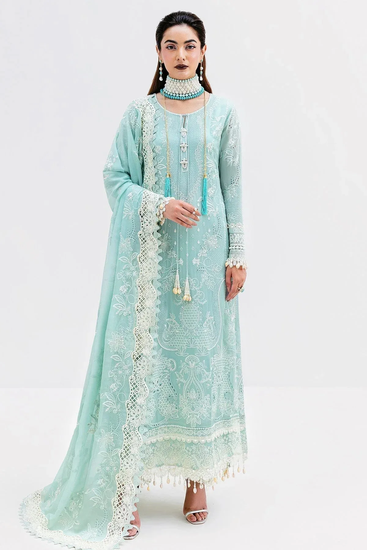 Imrozia Premium Luxe Serene 25 Pastel Blue Georgette – view 3 – Poshaq