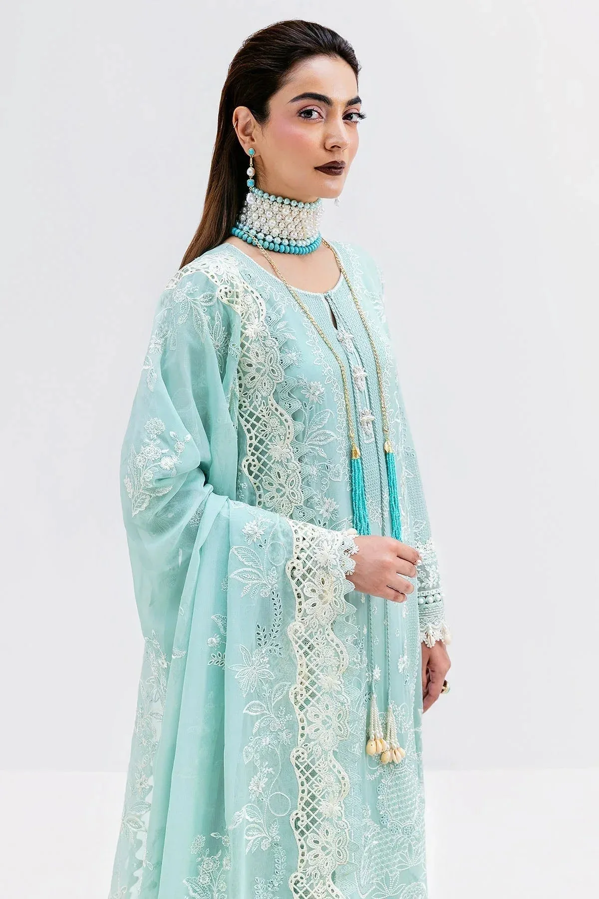 Imrozia Premium Luxe Serene 25 Pastel Blue Georgette – view 4 – Poshaq