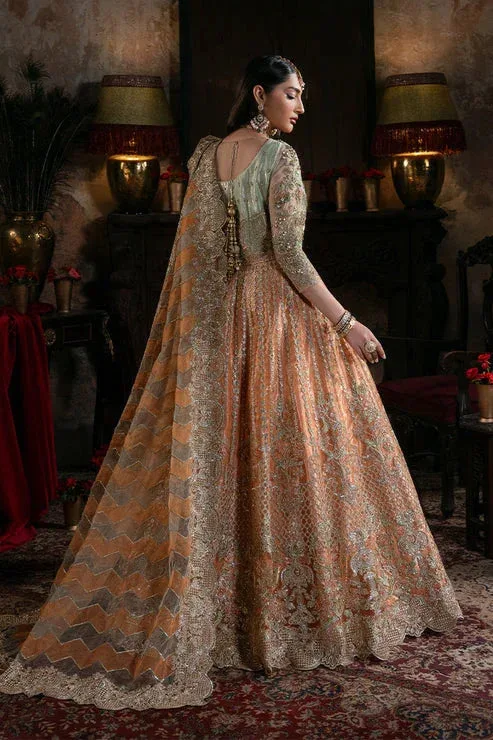 Imrozia Premium Noor e Naaz Bridals 25 orange Organza – view 2 – Poshaq