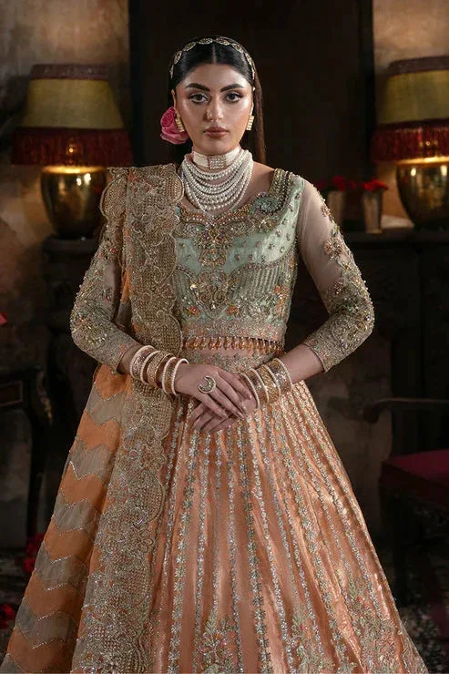 Imrozia Premium Noor e Naaz Bridals 25 orange Organza – view 4 – Poshaq