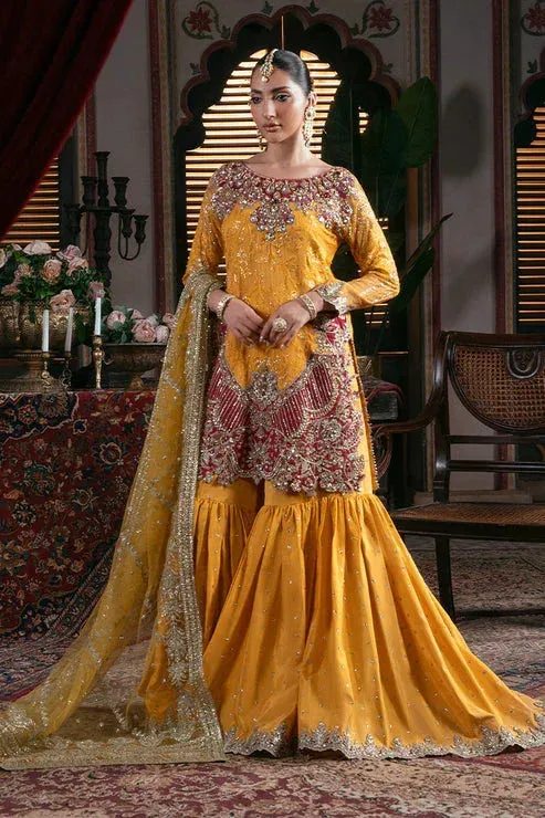 Imrozia Premium Noor e Naaz Bridals 25 yellow Organza – view 1 – Poshaq