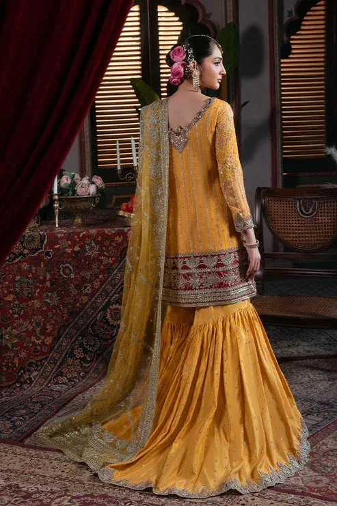 Imrozia Premium Noor e Naaz Bridals 25 yellow Organza – view 2 – Poshaq