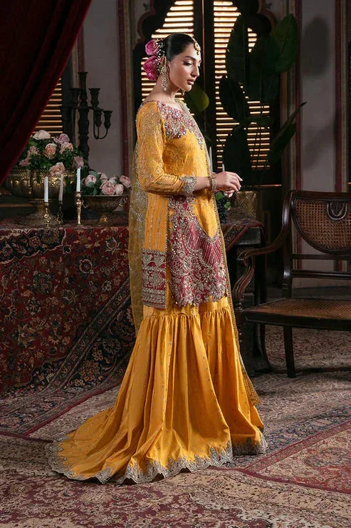 Imrozia Premium Noor e Naaz Bridals 25 yellow Organza – view 3 – Poshaq